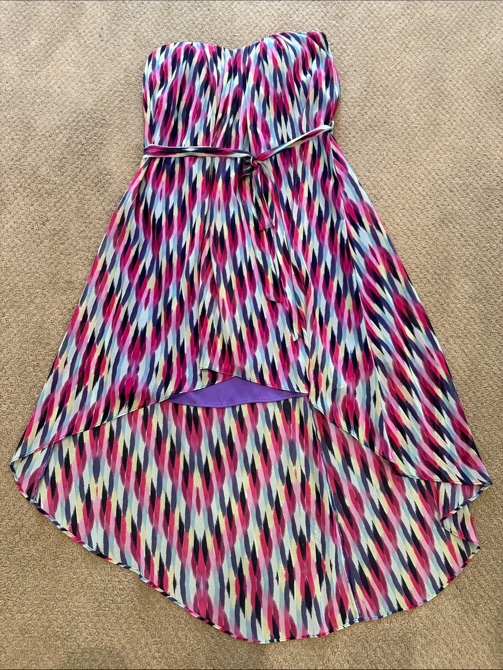 Lavender Brown Strapless Hi-Low Dress
